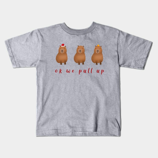 Capybara Triplets Ok We Pull Up Kids T-Shirt by Art by Biyan